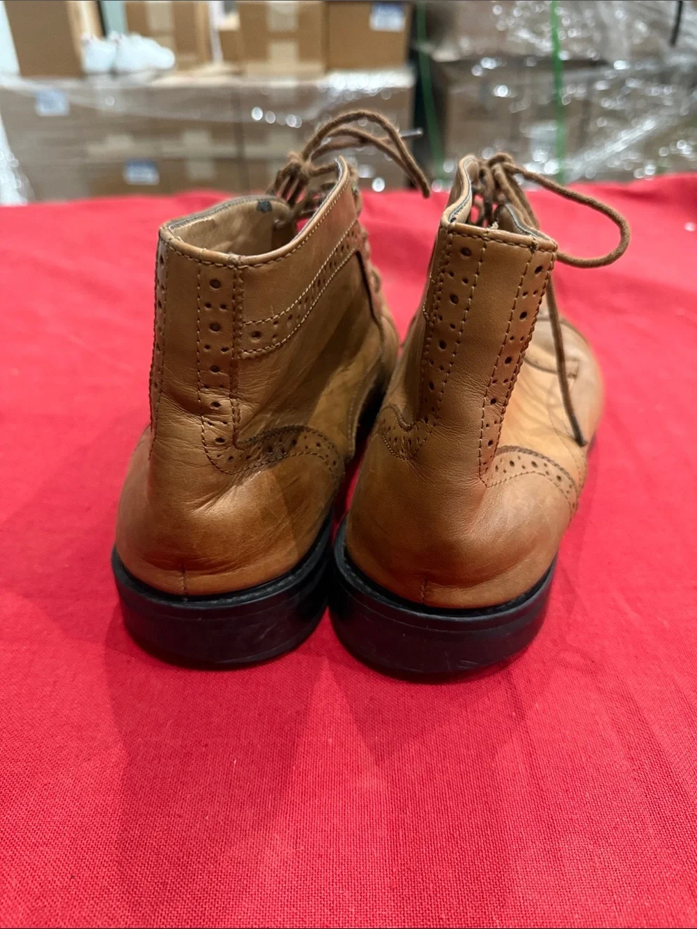 Men's Tan Leather Chukka Brogue Boots